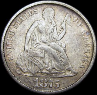 1875 - Cc Seated Liberty Dime Carson City - - - - Rare Type Coin - - - - S519