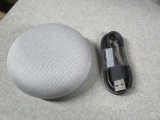 Google Home Mini Smart Assistant & Micro USB Cable.  Chalk Rarely. 2