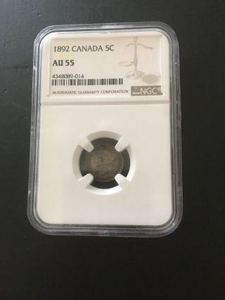Canada Canadian 5 Cents Silver 1892 Au Rare