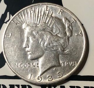 = 1935 - S Silver Peace Dollar Au Rare Low Coin