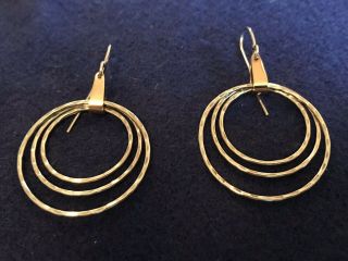 Retired James Avery 14k Gold And Sterling Silver Hammered Hoop Earrings Rare
