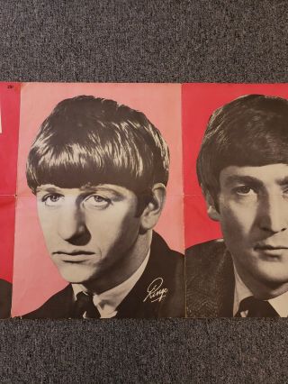 Rare vintage 1960s The Beatles Dell 2 Poster Pin Up 3