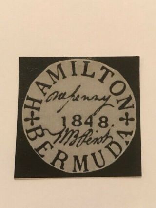 1848 Hamilton Bermuda With Signature Mnh No Gum Forgery Stamp Rare