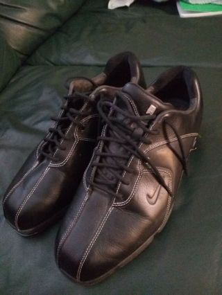 Rare Nike Air Tour TW Tiger Woods Black Leather Golf Shoes,  317612 - 001,  Size 8.  5 3