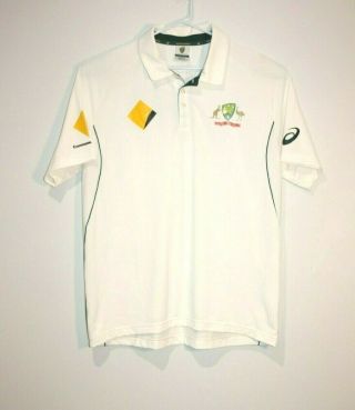 Asics Cricket Australia Rare Test Match Jersey White Polo Shirt Size 2xl Xxl