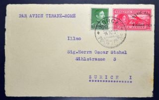 Albania Via Italy To Suisse 1930 Rare Airmail Flight Cover Korce Swiss,  Albanien