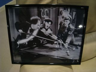 Framed Three Stooges Playing Pool Picture - Rare -