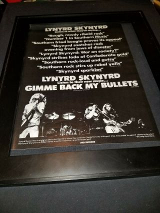 Lynyrd Skynyrd Gimme Back My Bullets Rare Promo Poster Ad Framed