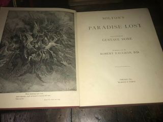 ANTIQUARIAN COLLECTIBLE BOOK MILTON ' S PARADISE LOST ILLUSTRATED RARE 2