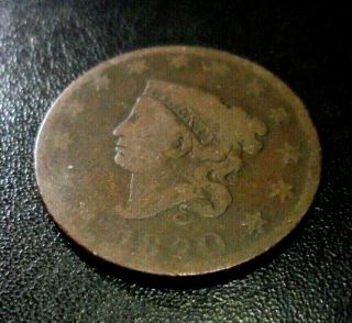 Rare Semi Key Date 1820 Large Cent Coronet Head 1c Penny Type Coin Full Liberty