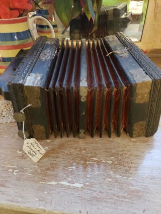 Vintage Antique Button Box Accordion Made In Germany Rare " 1800s "