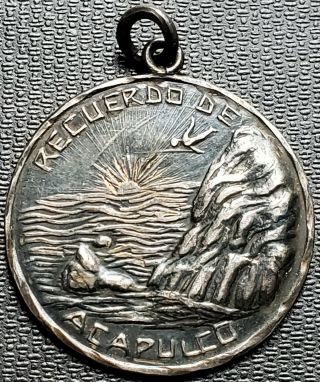 Rare Recuerdo De Acapulco 925 Sterling Silver Medal