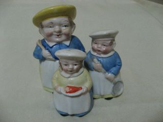 Rare Vintage German Chef Condiment With Spoon,  Salt And Peppers Shakers