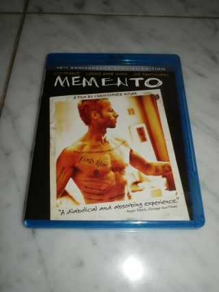 Memento (10th Anniversary Special Edition Blu - Ray Disc,  2011 Guy Pearce Rare Oop