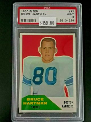 1960 Fleer Football Bruce Herrington Psa 9 Rare Boston Patriots 77
