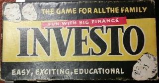 Very Rare Vintage Old 1950 Htf Board Game - Investo.  Finance Australia Art