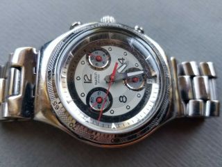 Rare Swatch Irony Ag 2004 Watch Swiss Made 4 Jewels Silver Tone Tachimeter