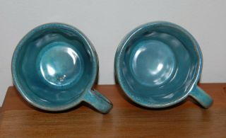 Set of 2 RARE Vintage Frankoma Turquoise Blue Wagon Wheel Cups,  Flawless 3