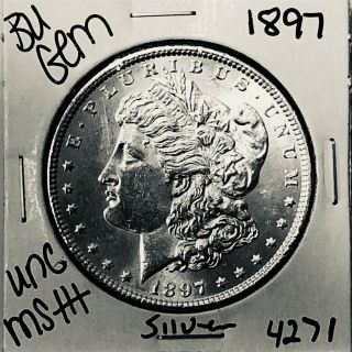 1897 Bu Gem Morgan Silver Dollar Unc Ms,  U.  S.  Rare Coin 4271