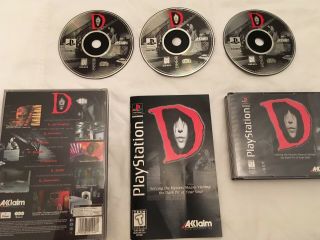 D (playstation 1) Ps1 Horror Complete Longbox,  Shortbox Great Shape Rare