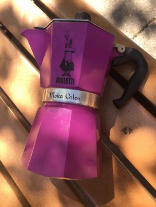 Bialetti Moka Color 6 Cup Purple Expresso Maker (rare) Hard To Find Color Version 3