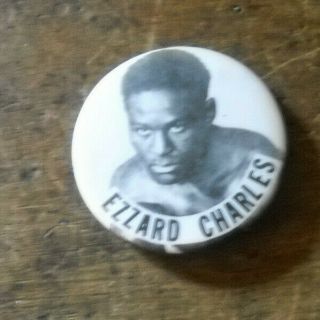 Rare Vintage Button Pin Jersey Ezzard Charles Boxing 1940s 50s