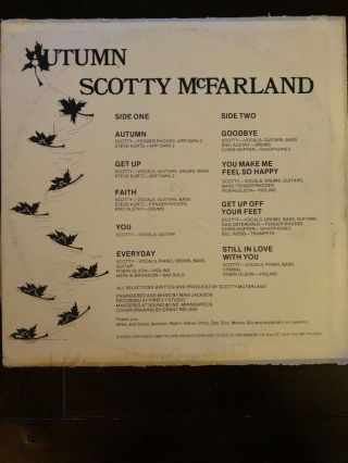 Rare signed Private Folk Jazzy Boogie LP : Scotty McFarland Autumn 1980 Record 2