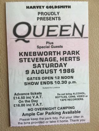 Queen Knebworth Magic Tour Last Uk Freddie Mercury Concert Rare Ticket