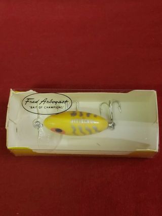 Very Rare Vintage Fred Arbogast Jitterbug Fishing Lure Yellow/silver