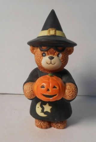 Enesco Lucy & Me Bear In Witches Costume And Holding A Pumpkin 1982 Rare