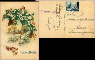 Cr160.  Croatia State Ndh Post Card 1943 Rare Military Censor Vojna Cenzura