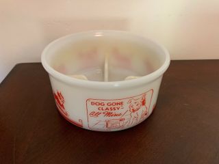 Vintage Milk Glass Dog Food Water Bowl Dog Gone Classy - All Mine 1941 Rare