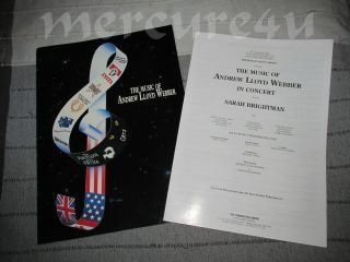 Rare Tour Book Program The Music Of Andrew Lloyd Webber Sarah Brightman,  Setlist