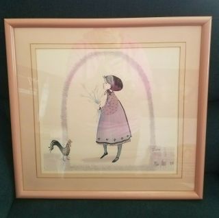 P Buckley Moss " Rachel " 1987 Rare Lithograph Signed Numbered Framed 721/1000