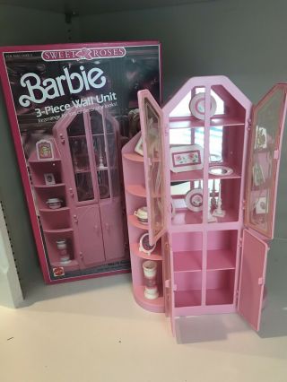 Rare 1987 Sweet Roses 3 Piece Wall Unit Furniture Playset Barbie Doll Complete
