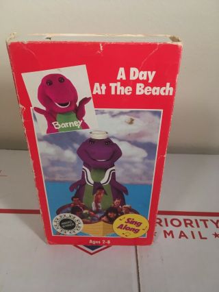 Barney A Day at the Beach White VHS Tape 1992 Vintage Movie Rare HTF PBS Kids 2