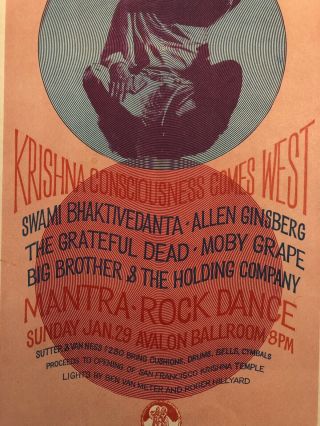 Grateful Dead Janis Joplin Krishna AOR 2.  18 Handbill 1967 Rare 7