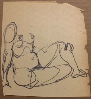 Rare Sketch Of Nude Woman From Film Set Hand - Drawn By Charlton Heston