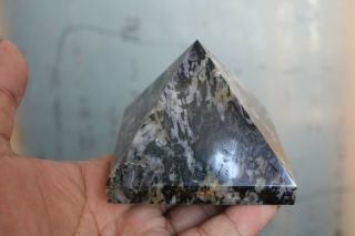 519g Rare Natural Gabbro Crystal With Golden Mica Pyramid Healing