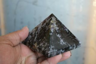 519g RARE NATURAL gabbro Crystal With Golden mica pyramid HEALING 4