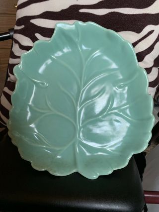 Rare Mid Century Catalina Pottery 11” Triangle Fluted Leaf Platter Bowl Dish Usa