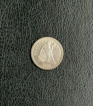Rare 1858 Seated Liberty Silver Quarter Xf,  Coin