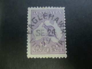 Kangaroo Stamps: 9d Violet 3rd Watermark Great Postmark - Rare (e214)
