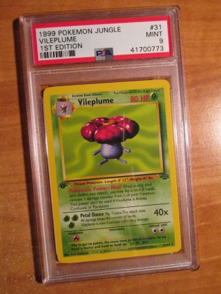 Psa - 9 1st Edition Pokemon Vileplume Card Jungle Set 31/64 Non - Holo Rare First Ed
