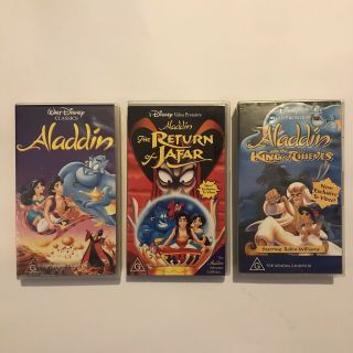 Aladdin Disney Vhs Set 1 2 & 3 Rare