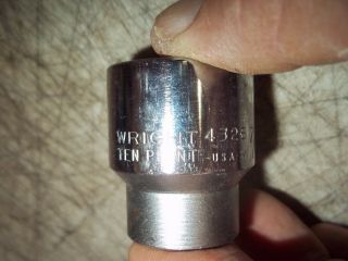 Rare Wright Tools Marked 10 Point 7/8 " Socket 1/2 " Drive Square Hex 8 Pt 4328