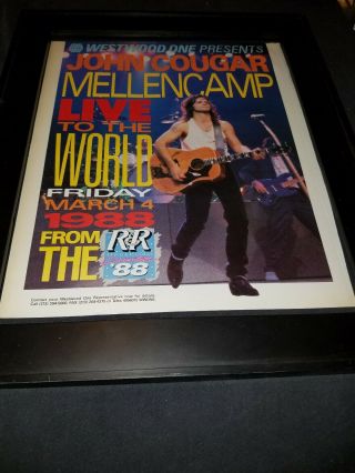 John Cougar Mellencamp Rare Westwood One Promo Poster Ad Framed