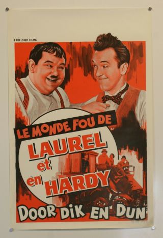 Crazy World Of Laurel & Hardy Rare 14x21 Belgian 1969 Movie Poster