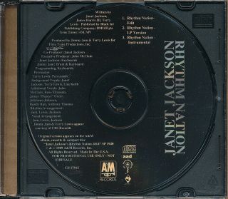 Janet Jackson Rhythm Nation Rare Promo Cd Single W/ Edit,  Instrumental 