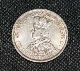 Lithuania 10 Litu 1936 - Vytautas,  Rare Silver.  750 Coin